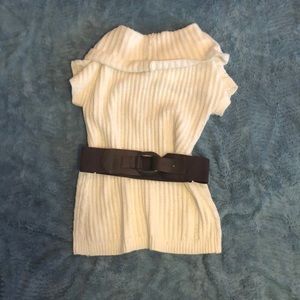 White Sweater Tunic with Brown Belt